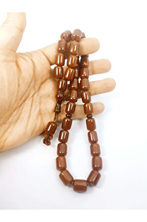 Ebu Zeyn Usta Eseri Eski Usül 12 Kat İpe Dizilmiş İri Boy Sıkma Kehribar Sertifikalı 6816