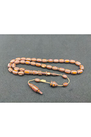 Mustafa Uysal Usta Eseri Halkalı İmame Nadir Renk Kafur Ağacı Tesbih Sertifikalı 6934