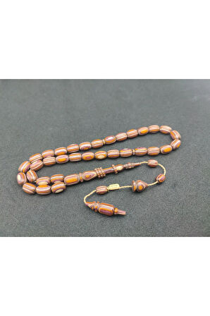 Mustafa Uysal Usta Eseri Halkalı İmame Nadir Renk Kafur Ağacı Tesbih Sertifikalı 6934