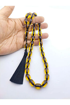 Ebu Zeyn Usta Eseri Eski Usül 12 Kat İpe Dizilmiş İri Boy Sıkma Kehribar  Sertifikalı 7192