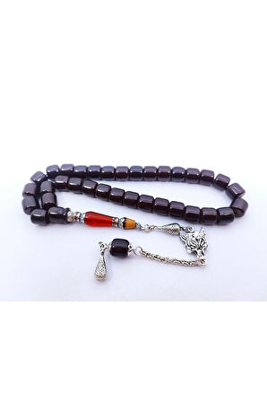 Şevket Alkan Usta Eseri 925 Ayar Gümüş Nakkaş İnci Siyahı Sıkma Kehribar Sertifikalı 7366