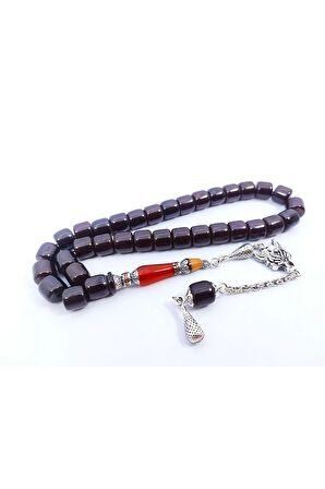 Şevket Alkan Usta Eseri 925 Ayar Gümüş Nakkaş İnci Siyahı Sıkma Kehribar Sertifikalı 7366