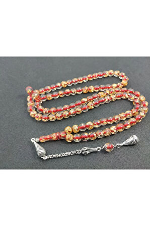 Başka Yerde Yok!!! Furkan Gül Usta Eseri Altın Varaklı 99 Habbe Ateş-i Kehribar Sertifikalı 7560