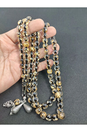 Başka Yerde Yok!!! Furkan Gül Usta Eseri Altın Varaklı 99 Habbe Ateş-i Kehribar Sertifikalı 7561