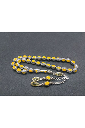 Bu Fiyata Yok! Kafes Model Mineli Düşük Ayar Gümüş Tesbih Sertifikalı 7698