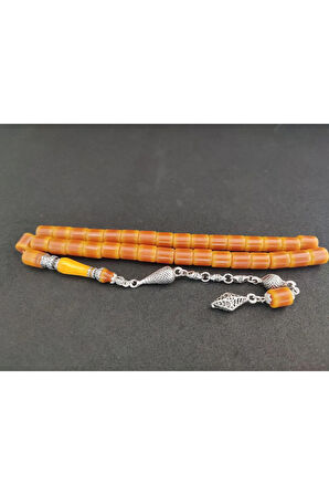 Şevket Alkan Usta Eseri 925 Ayar Gümüş Nakkaş Sıkma Kehribar Sertifikalı 7857