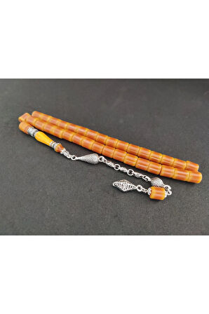 Şevket Alkan Usta Eseri 925 Ayar Gümüş Nakkaş Sıkma Kehribar Sertifikalı 7857