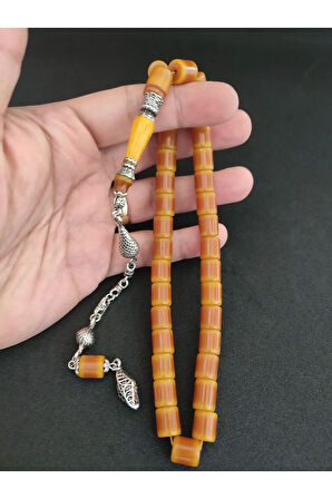 Şevket Alkan Usta Eseri 925 Ayar Gümüş Nakkaş Sıkma Kehribar Sertifikalı 7857