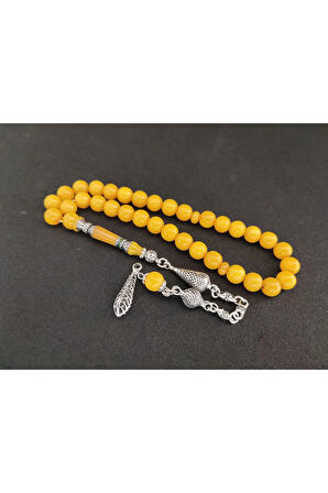 Şevket Alkan Usta Eseri 925 Ayar Gümüş Nakkaş Sıkma Kehribar Sertifikalı 7858