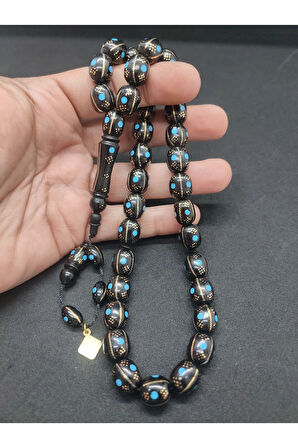 Hakan Kaya Usta Eseri Mineli 4 lü Gümüş Yarma ve Çakımlı İnci Siyahı Kuka Sertifikalı 8069