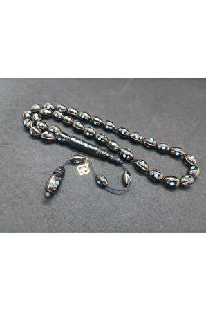 Hakan Kaya Usta Eseri 3'lü Gümüş Yarma Gümüş Çakımlı Mineli İnci Siyahı Kuka Sertifikalı 8072