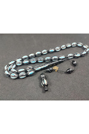 Hakan Kaya Usta Eseri 4'lü Gümüş Yarma Gümüş Çakımlı Mineli İnci Siyahı Kuka Sertifikalı 8080