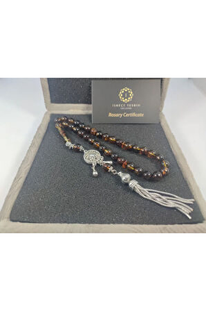 925 Ayar Gümüş Püsküllü 17.86 Gr. Yansımalı Dominik Fosilli Kaya Damla Sertifikalı 8242