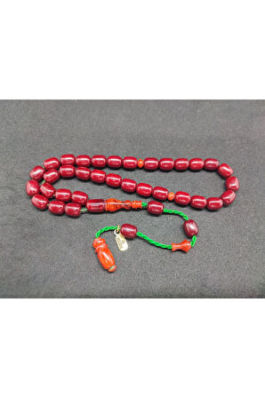 İsa Balkaya Usta Eseri Çift Parça İmame Eski Usul Havşalı Eski Sıkma Kehribar Sertifikalı 8295