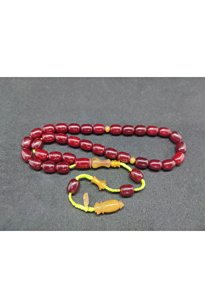 İsa Balkaya Usta Eseri Çift Parça İmame Eski Usul Havşalı Eski Sıkma Kehribar Sertifikalı 8294