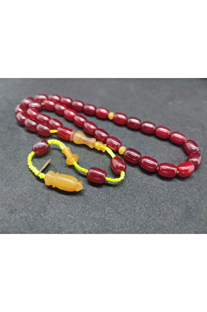 İsa Balkaya Usta Eseri Çift Parça İmame Eski Usul Havşalı Eski Sıkma Kehribar Sertifikalı 8294