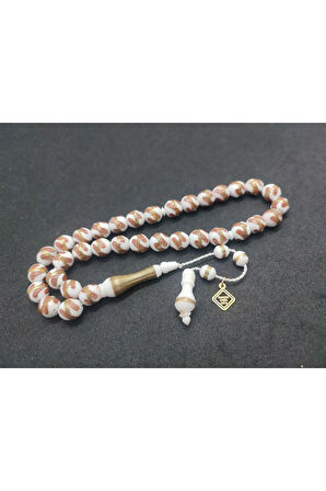 İskeçeli Cemil Usta Eseri Mineli Ve Gümüş Sarmal Natural Deve Kemiği Sertifikalı 7627