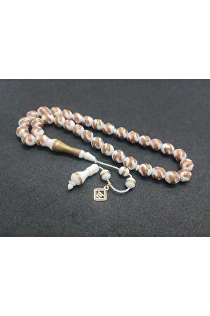 İskeçeli Cemil Usta Eseri Mineli Ve Gümüş Sarmal Natural Deve Kemiği Sertifikalı 7627