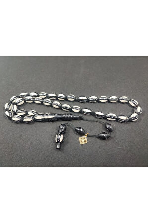 Hakan Kaya Usta Eseri 4'lü Gümüş Yarma Gümüş Çakımlı Mineli İnci Siyahı Kuka Sertifikalı 8079