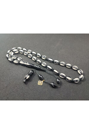 Hakan Kaya Usta Eseri 4'lü Gümüş Yarma Gümüş Çakımlı Mineli İnci Siyahı Kuka Sertifikalı 8079