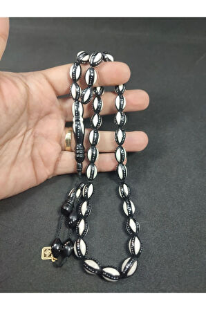 Hakan Kaya Usta Eseri 4'lü Gümüş Yarma Gümüş Çakımlı Mineli İnci Siyahı Kuka Sertifikalı 8079