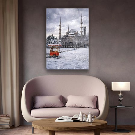 Karlı Sultanahmet Camii Cam Tablo - ISL245