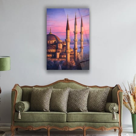 Gün Batımında Sultanahmet Camii Cam Tablo - ISL247