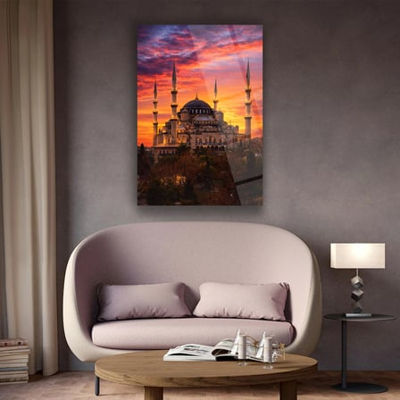 Gün Batımında Sultanahmet Camii Cam Tablo - ISL248