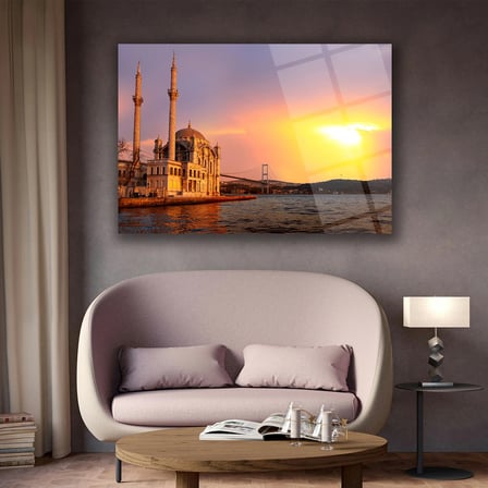 Gün Batımında Ortaköy Camii Cam Tablo - ISL251