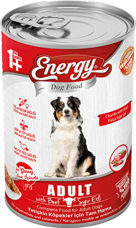 Energy Sığır Etli Yetişkin Yaş Konserve Köpek Maması 400 Gram  