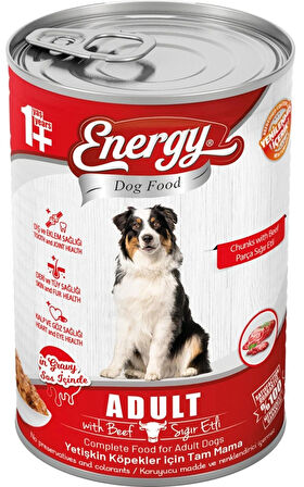 Energy Sığır Etli Yetişkin Yaş Konserve Köpek Maması 400 Gram  