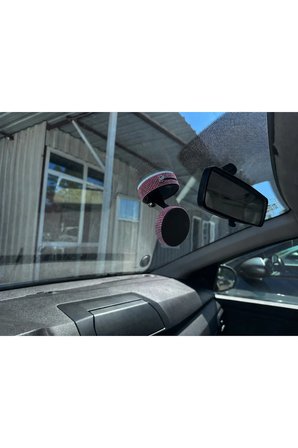 Kadınlara Özel Kristal Taşlı Toz Pembe Araç Telefon Tutacağı Oto Telefon Tutucu