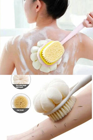 2'si 1 Arada Masajlı Yumuşak Duş Lifi Ve Kabak Temizlik Fırçası Vücut Kesesi Masajlı Banyo Kesesi