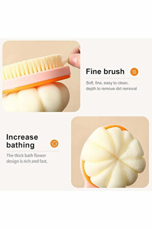 2'si 1 Arada Masajlı Yumuşak Duş Lifi Ve Kabak Temizlik Fırçası Vücut Kesesi Masajlı Banyo Kesesi