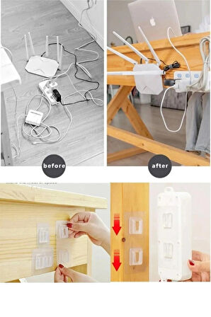 1 Adet Çift Taraflı Yapışkanlı Geçmeli Klips Eşya Sabitleme Askısı Şeffaf Duvar Kancası