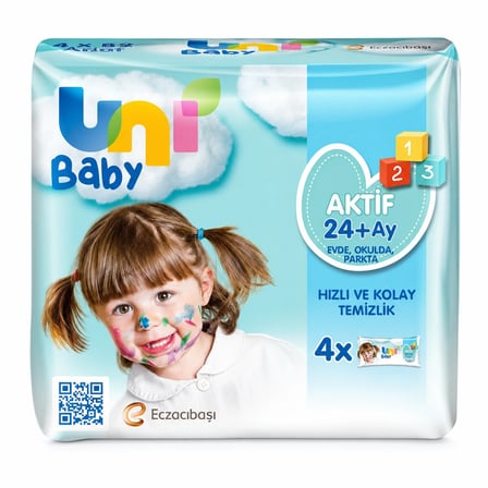 4 PAKET Uni Baby Aktif Islak Mendil 4x52 