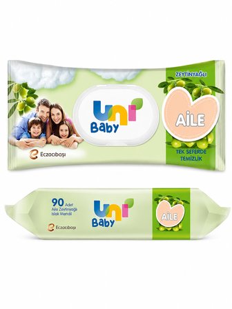2 PAKET Uni Baby Aile Zeytinyağlı Islak Mendil 90'lı 