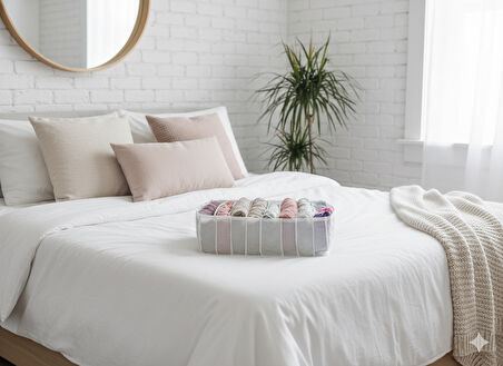 2'li Organizer L Akordiyon L Boy 8 Bölmeli Çok Amaçlı Dolap Içi ve Çekmece Içi Düzenleyici Cepli