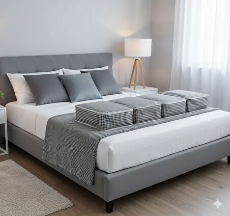 4'lü Kaz Ayağı Büyük Baza Altı & Çekyat Tipi Tela Hurç 65x45x22 cm – Fermuarlı Saklama ve Düzenleme Hurcu