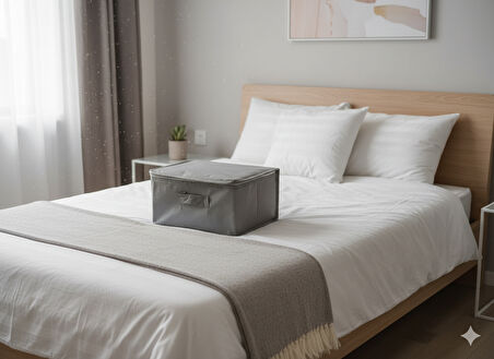 6'lı Gri Çorap Hurcu | Çok Amaçlı Dolap Içi ve Çekmece Içi Düzenleyici 29x24x17 cm