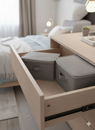 2'li Gri Çorap Hurcu | Çok Amaçlı Dolap Içi ve Çekmece Içi Düzenleyici 29x24x17 cm