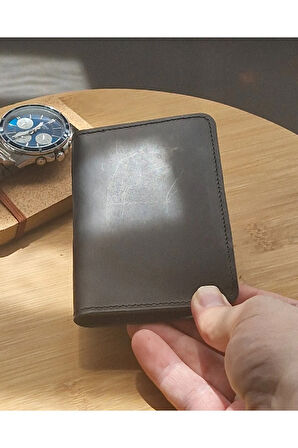 Rota Kartlık 6+2 Bölmeli Siyah Hakiki Deri Erkek Dikey Kartlık Cüzdan 11,5x7,5 cm