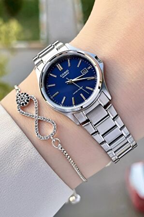 Casio CSISTE63 Kadranı Lacivert Kordonu Gümüş Renk Hediye Paketli Kadın Kol Saati ve Bileklik