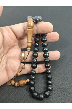 İskeçeli Cemil Usta Eseri Kuru Torna Kuka Kombinli Koç Boynuzu Tesbih Sertifikalı 7538