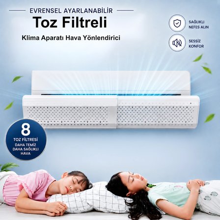 Evrensel Hava Yönlendirici Klima Kalkanı Toz Geçirmez Filtre Doğrudan Üflemeyi Önleyici