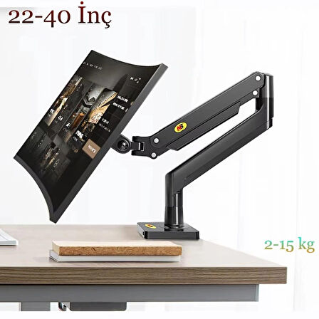 NB G40 22-40 İnç Lcd-Led Monitör Tutucu Amortisörlü Masaüstü Stand Tek kol Tutucu 3-15 kg