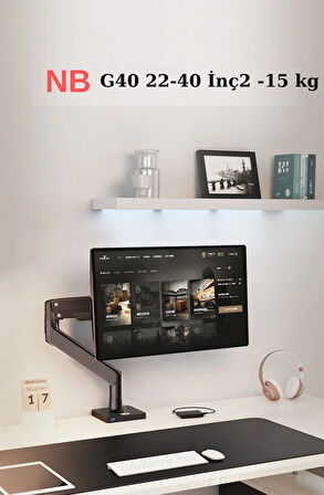 NB G40 22-40 İnç Lcd-Led Monitör Tutucu Amortisörlü Masaüstü Stand Tek kol Tutucu 3-15 kg