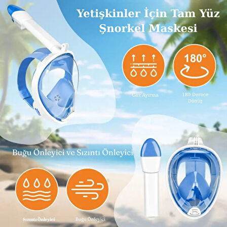 Şnorkel Dalış Maskesi Full Face Tam Deniz Altı Keşif Maskesi