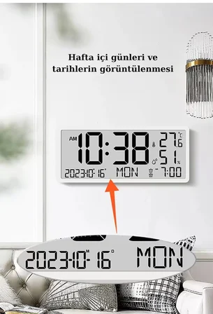 Çok Fonksiyonlu LCD Ekran Dijital Duvar Masa saati Zaman Çift Alarm Tarih Sıcaklık Nem