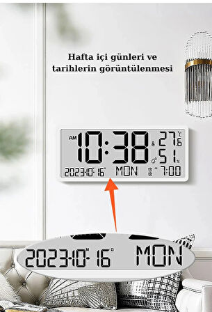 Çok Fonksiyonlu LCD Ekran Dijital Duvar Masa saati Zaman Çift Alarm Tarih Sıcaklık Nem